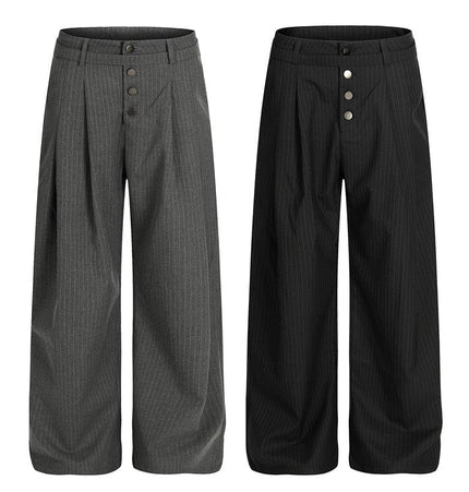 THETLSTUDIO GXFortune American Casual Zen Pleated Straight Striped Trousers Kendo Streamer Draped Casual Pants