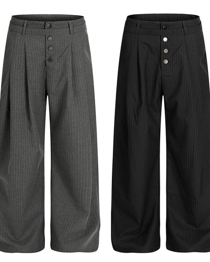 TALKLESSFASHION GXFortune American Casual Zen Pleated Straight Striped Trousers Kendo Streamer Draped Casual Pants