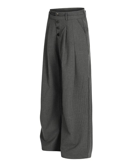 TALKLESSFASHION GXFortune American Casual Zen Pleated Straight Striped Trousers Kendo Streamer Draped Casual Pants