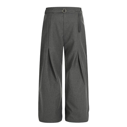 TALKLESSFASHION GXFortune American Casual Zen Pleated Straight Striped Trousers Kendo Streamer Draped Casual Pants