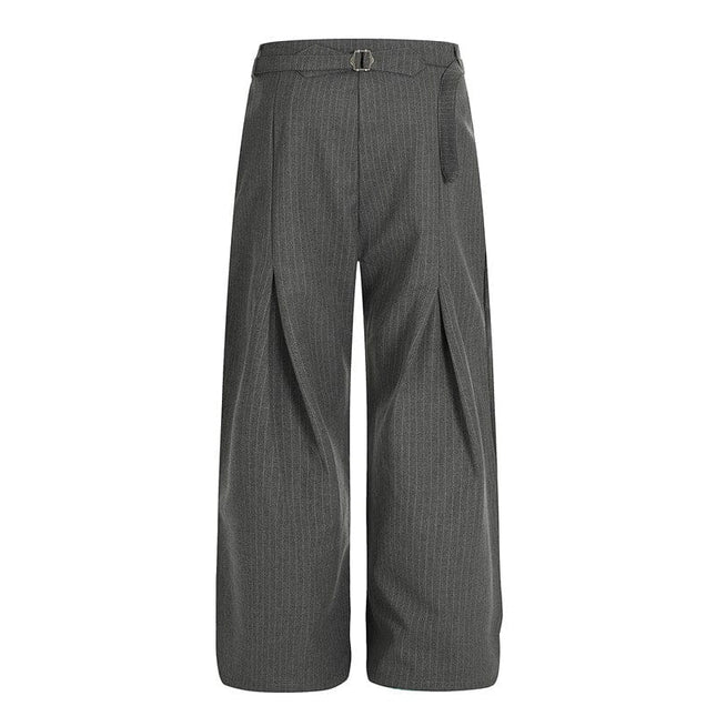 TALKLESSFASHION GXFortune American Casual Zen Pleated Straight Striped Trousers Kendo Streamer Draped Casual Pants