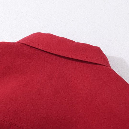 TALKLESSFASHION GXFortune American Red Harrington Cargo Jacket Men's and Women's Fall Short Wide Commuter Petit Jacket
