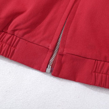 TALKLESSFASHION GXFortune American Red Harrington Cargo Jacket Men's and Women's Fall Short Wide Commuter Petit Jacket