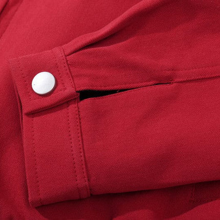 TALKLESSFASHION GXFortune American Red Harrington Cargo Jacket Men's and Women's Fall Short Wide Commuter Petit Jacket