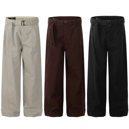 TALKLESSFASHION GXFortune American Retro Commuter Belt Machete Jeans Men's and Women's Trendy Loose Straight Casual Pants