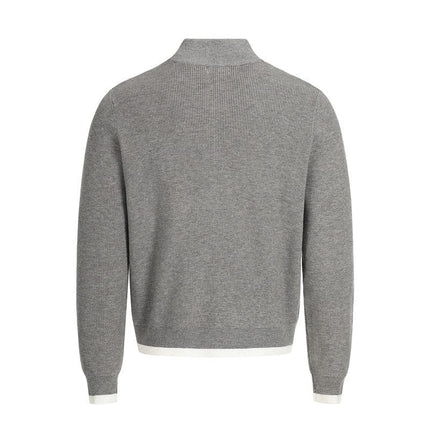 TALKLESSFASHION GXFortune American Stand Collar Double Zip Sweater Men's Fall Loose Knit Cardigan Men's Trendy Versatile Jacket