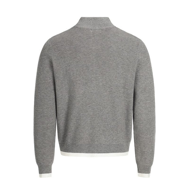 TALKLESSFASHION GXFortune American Stand Collar Double Zip Sweater Men's Fall Loose Knit Cardigan Men's Trendy Versatile Jacket