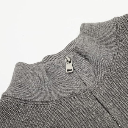 TALKLESSFASHION GXFortune American Stand Collar Double Zip Sweater Men's Fall Loose Knit Cardigan Men's Trendy Versatile Jacket