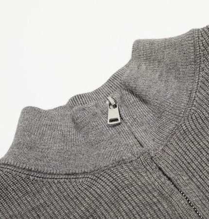 THETLSTUDIO GXFortune American Stand Collar Double Zip Sweater Men's Fall Loose Knit Cardigan Men's Trendy Versatile Jacket