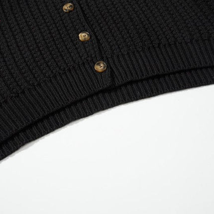 TALKLESSFASHION GXFortune American Vintage Button-Down Cardigan Sweater Cleanfit Versatile Lazy Short Knit