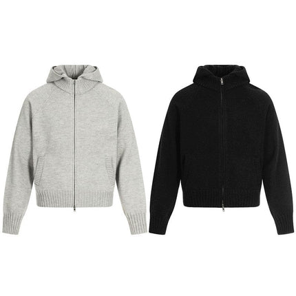 TALKLESSFASHION GXFortune American Vintage Cleanfit Knit Men's and Women's Loose Casual Zip Cardigan Hooded Sweater