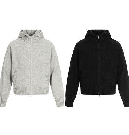 THETLSTUDIO GXFortune American Vintage Cleanfit Knit Men's and Women's Loose Casual Zip Cardigan Hooded Sweater