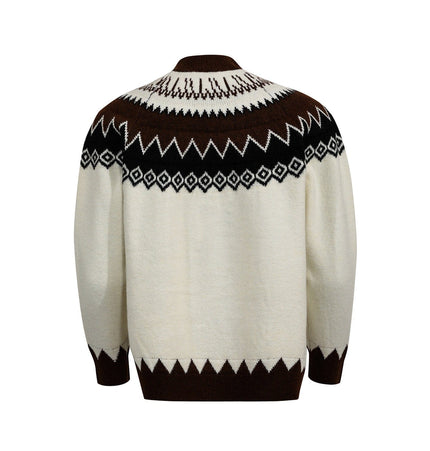 THETLSTUDIO GXFortune American Vintage Fair Island Crew Neck Cardigan Sweater For Men and Women Couples Lazy Knitwear