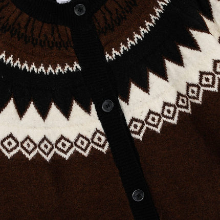TALKLESSFASHION GXFortune American Vintage Fair Island Crew Neck Cardigan Sweater For Men and Women Couples Lazy Knitwear