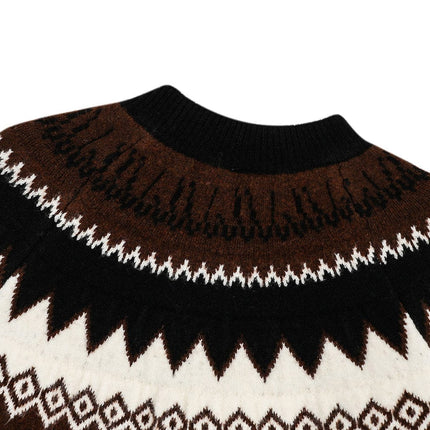 TALKLESSFASHION GXFortune American Vintage Fair Island Crew Neck Cardigan Sweater For Men and Women Couples Lazy Knitwear