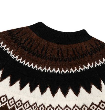 THETLSTUDIO GXFortune American Vintage Fair Island Crew Neck Cardigan Sweater For Men and Women Couples Lazy Knitwear