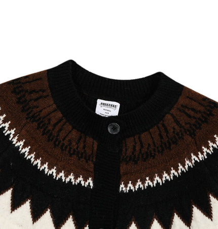 THETLSTUDIO GXFortune American Vintage Fair Island Crew Neck Cardigan Sweater For Men and Women Couples Lazy Knitwear