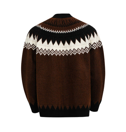 THETLSTUDIO GXFortune American Vintage Fair Island Crew Neck Cardigan Sweater For Men and Women Couples Lazy Knitwear