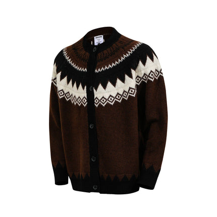 TALKLESSFASHION GXFortune American Vintage Fair Island Crew Neck Cardigan Sweater For Men and Women Couples Lazy Knitwear