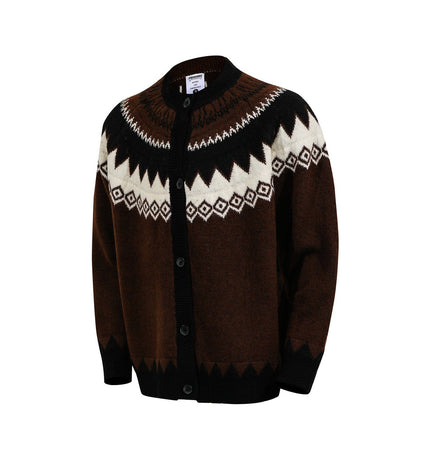 THETLSTUDIO GXFortune American Vintage Fair Island Crew Neck Cardigan Sweater For Men and Women Couples Lazy Knitwear