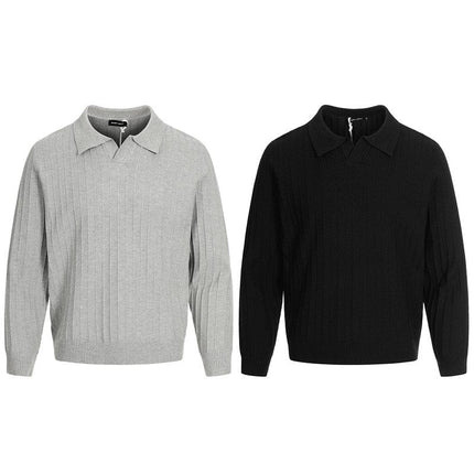 TALKLESSFASHION GXFortune American vintage high-end knitted polo shirt men's and women's trendy brand loose casual couple tops