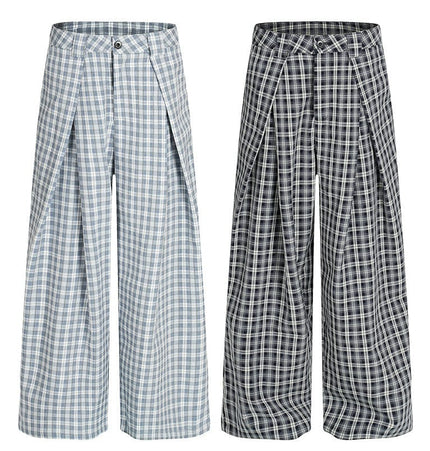 THETLSTUDIO GXFortune Minimalist Pleated Three-dimensional Plaid Wide-Leg Slacks Genderless Vintage Versatile Loose Long Pants