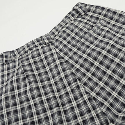 TALKLESSFASHION GXFortune Minimalist Pleated Three-dimensional Plaid Wide-Leg Slacks Genderless Vintage Versatile Loose Long Pants