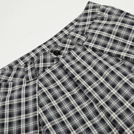 TALKLESSFASHION GXFortune Minimalist Pleated Three-dimensional Plaid Wide-Leg Slacks Genderless Vintage Versatile Loose Long Pants