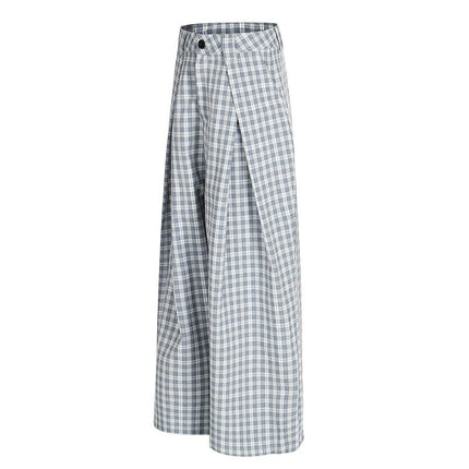 TALKLESSFASHION GXFortune Minimalist Pleated Three-dimensional Plaid Wide-Leg Slacks Genderless Vintage Versatile Loose Long Pants