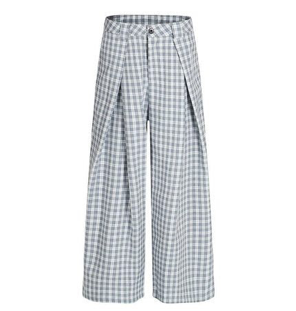 THETLSTUDIO GXFortune Minimalist Pleated Three-dimensional Plaid Wide-Leg Slacks Genderless Vintage Versatile Loose Long Pants