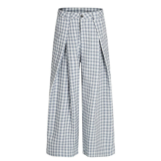 TALKLESSFASHION GXFortune Minimalist Pleated Three-dimensional Plaid Wide-Leg Slacks Genderless Vintage Versatile Loose Long Pants