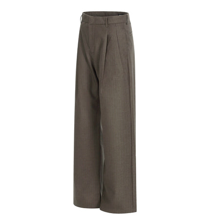 THETLSTUDIO GXFortune Old Money Style Striped Coffee Color Straight Leg Trousers Men's and Women's Commuter Casual Pants Draped Vintage Pants