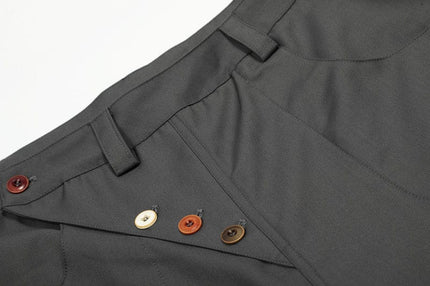 TALKLESSFASHION GXFortune Premium American Commuter Drape Black Scimitar Trousers for Men and Women