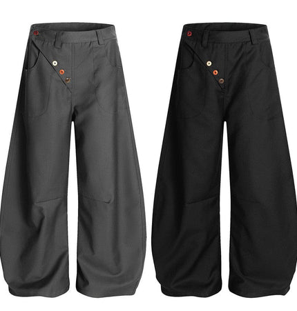 TALKLESSFASHION GXFortune Premium American Commuter Drape Black Scimitar Trousers for Men and Women