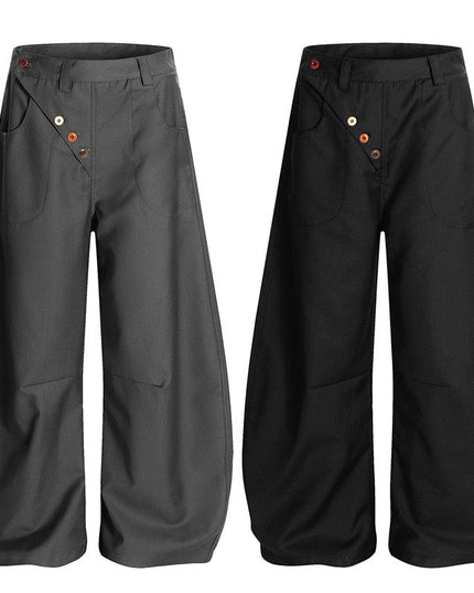 TALKLESSFASHION GXFortune Premium American Commuter Drape Black Scimitar Trousers for Men and Women