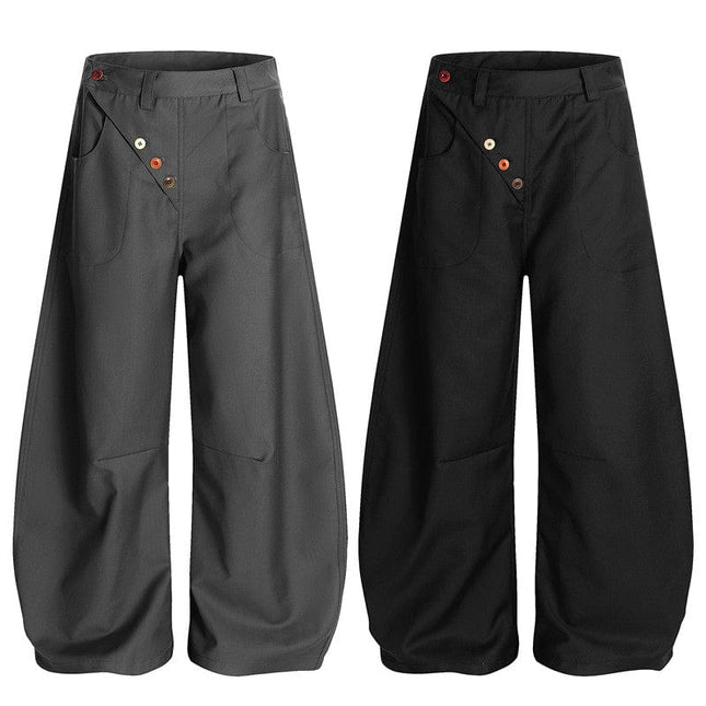 TALKLESSFASHION GXFortune Premium American Commuter Drape Black Scimitar Trousers for Men and Women