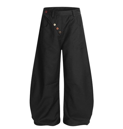 TALKLESSFASHION GXFortune Premium American Commuter Drape Black Scimitar Trousers for Men and Women