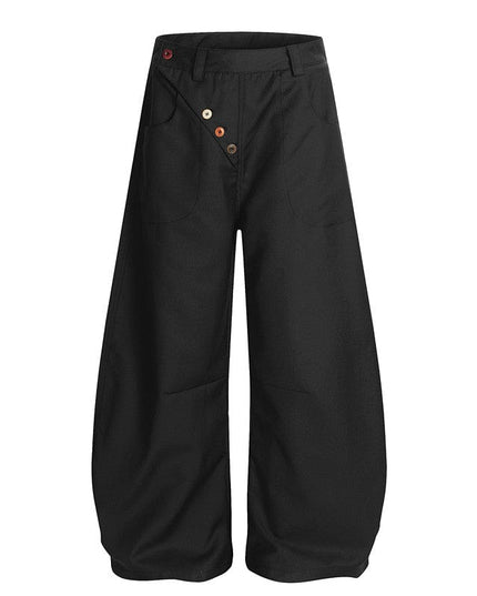 TALKLESSFASHION GXFortune Premium American Commuter Drape Black Scimitar Trousers for Men and Women