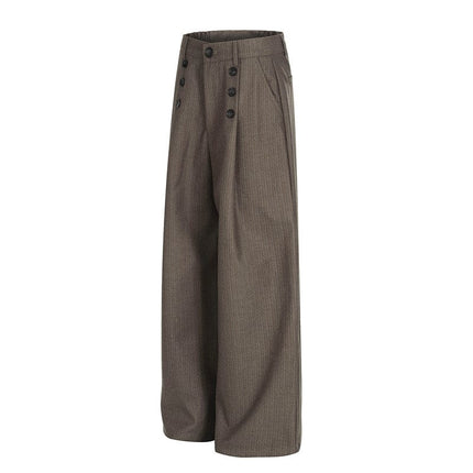 TALKLESSFASHION GXFortune Vintage High-End Button-Down Casual Pants Men's and Women's Trendy Old Money Style Straight Loose Floor-Length Pants