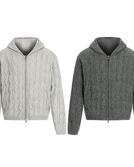 TALKLESSFASHION GXFortune Vintage Lazy Wind Twist Hooded Knit Cardigan Men's and Women's Fall Winter Loose Casual Sweater Coat