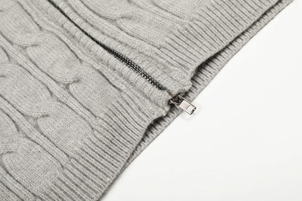 TALKLESSFASHION GXFortune Vintage Lazy Wind Twist Hooded Knit Cardigan Men's and Women's Fall Winter Loose Casual Sweater Coat