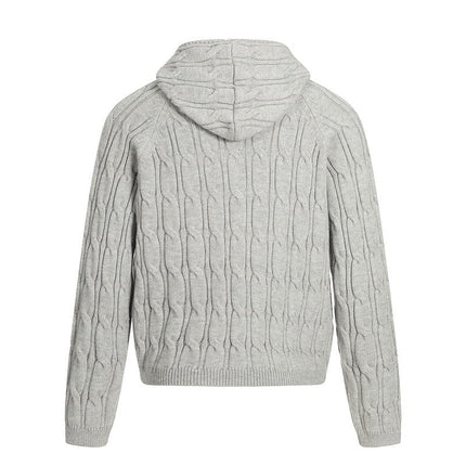 TALKLESSFASHION GXFortune Vintage Lazy Wind Twist Hooded Knit Cardigan Men's and Women's Fall Winter Loose Casual Sweater Coat