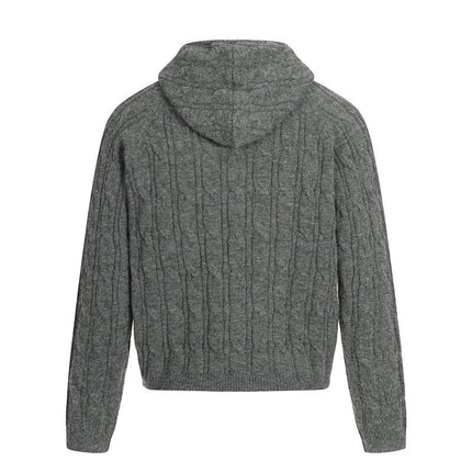 TALKLESSFASHION GXFortune Vintage Lazy Wind Twist Hooded Knit Cardigan Men's and Women's Fall Winter Loose Casual Sweater Coat