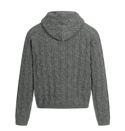 THETLSTUDIO GXFortune Vintage Lazy Wind Twist Hooded Knit Cardigan Men's and Women's Fall Winter Loose Casual Sweater Coat