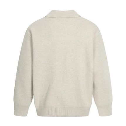 TALKLESSFASHION GXFortune Winter American Heavy Solid Color Polo Collar Sweater Men's and Women's High-End Loose Warm Top Trend
