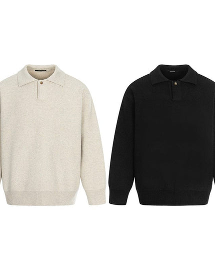 TALKLESSFASHION GXFortune Winter American Heavy Solid Color Polo Collar Sweater Men's and Women's High-End Loose Warm Top Trend