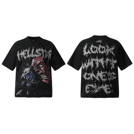 TALKLESSFASHION HELLSTARSTA All-over vintage short sleeve T-shirt tie clip