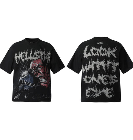 THETLSTUDIO HELLSTARSTA All-over vintage short sleeve T-shirt tie clip