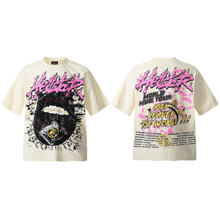 TALKLESSFASHION HELLSTARSTA all-over vintage short-sleeved T-shirt