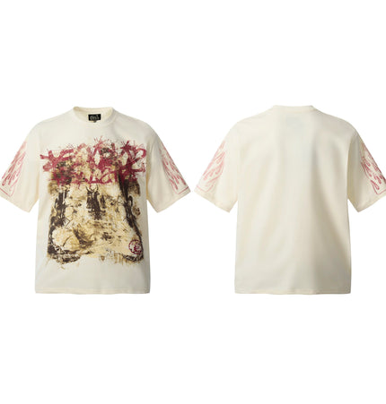 THETLSTUDIO HELLSTARSTA all-over vintage short-sleeved T-shirt